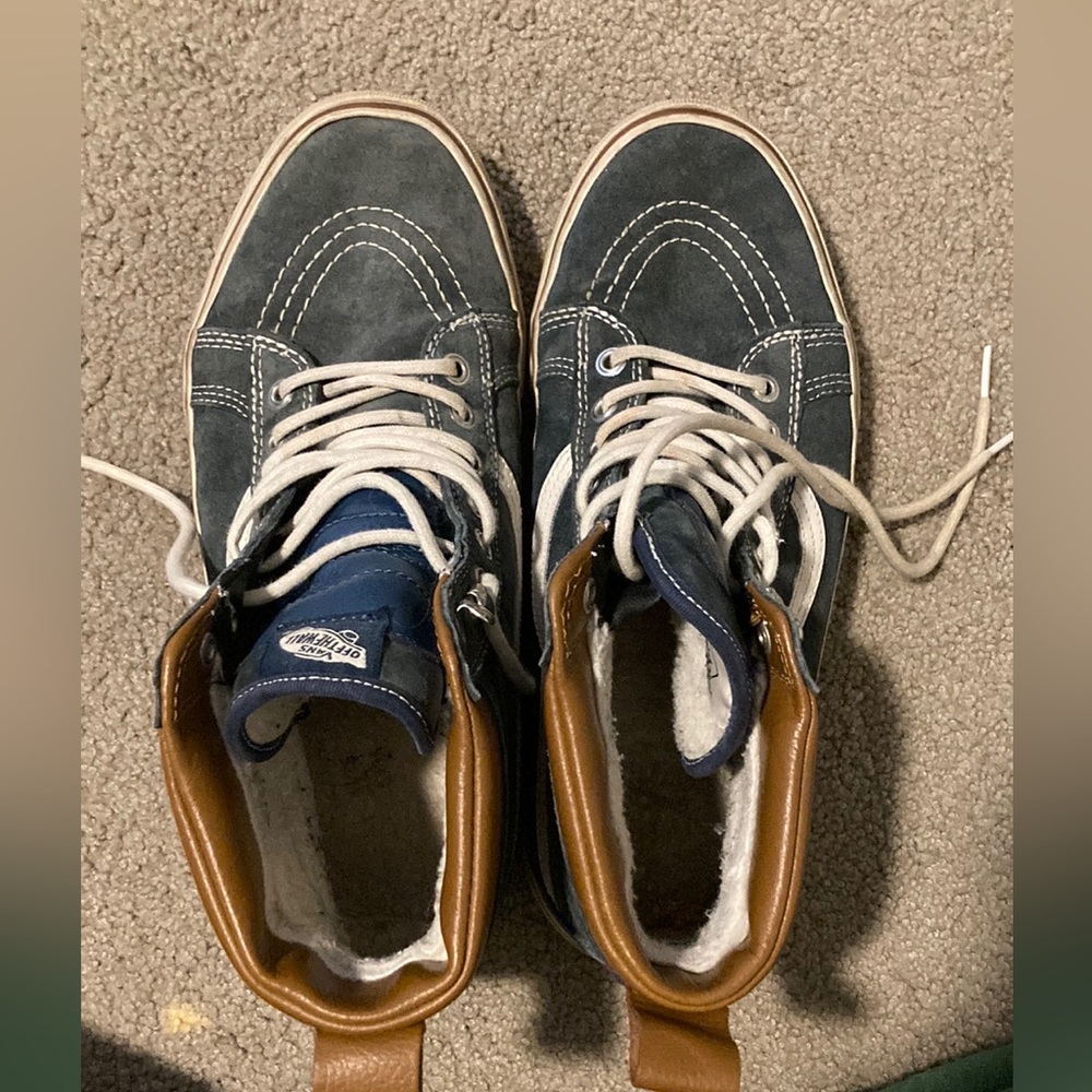 Men’s Dark Blue w/ Brown Leather Waterproof Sk8- HI Vans